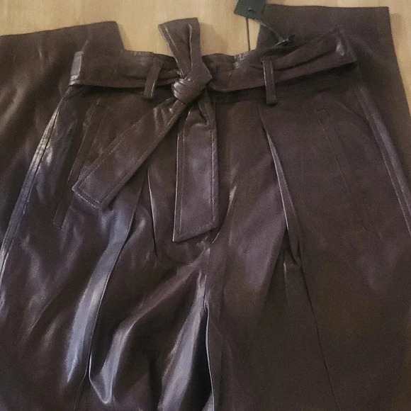 Blank NYC Vegan Leather Paper Bag Pants Burgundy Size 26 - Picture 2 of 3